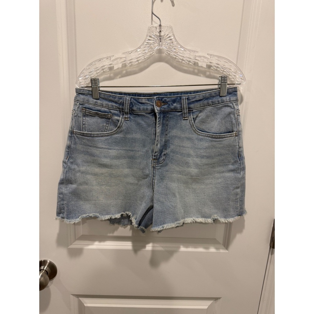 Boston Proper Women Denim Shorts Raw Frayed Hem Light Wash Blue Size 10